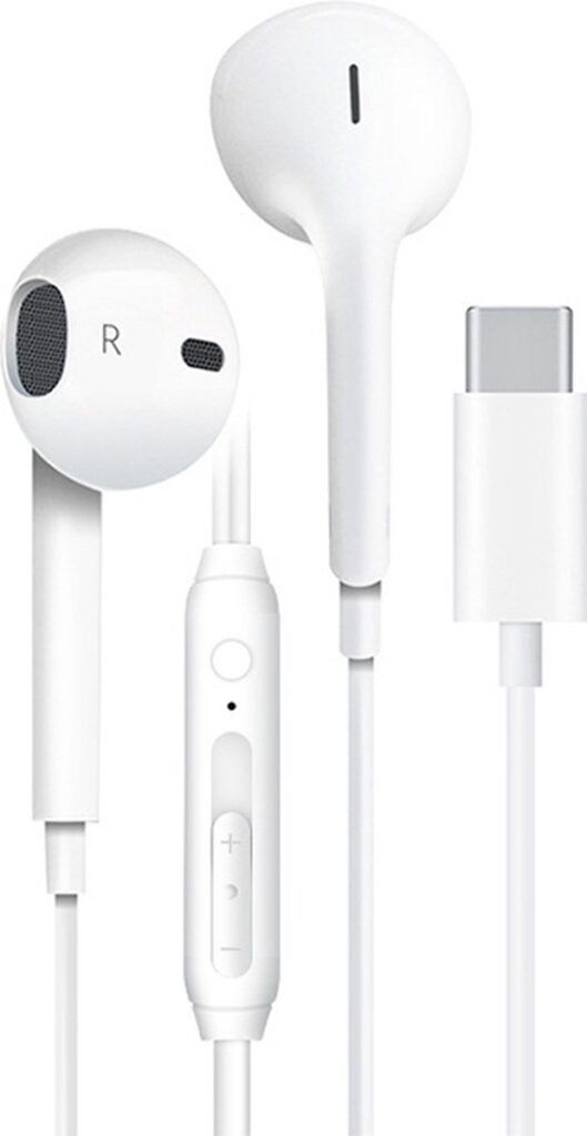 Provium - Oortjes met USB-C aansluiting - In-Ear Oordopjes met draad en microfoon - Headset geschikt voor o.a. Laptop en Telefoon - wit