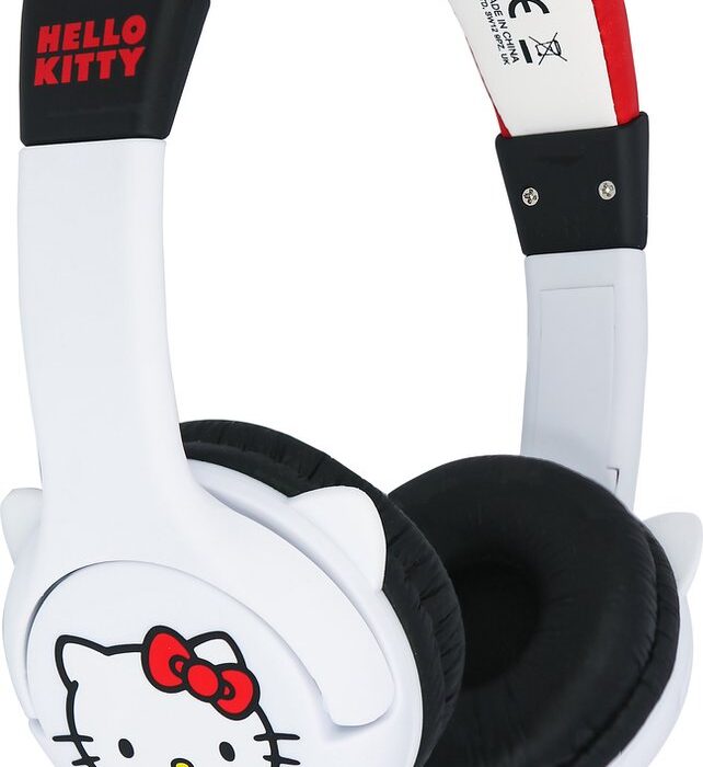 Hello Kitty - kinderkoptelefoon - met oortjes - volumebegrenzing - verstelbaar (rood/wit)