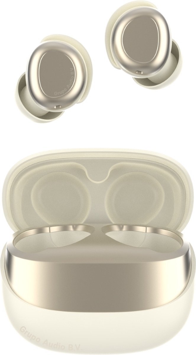 pocobob® Z draadloze oortjes - Wit Goud Beige - bluetooth oordopjes - kleine oordopjes - in ear oortjes - met microfoon - ook voor slapen - Met pocobob APP voor je smartphone