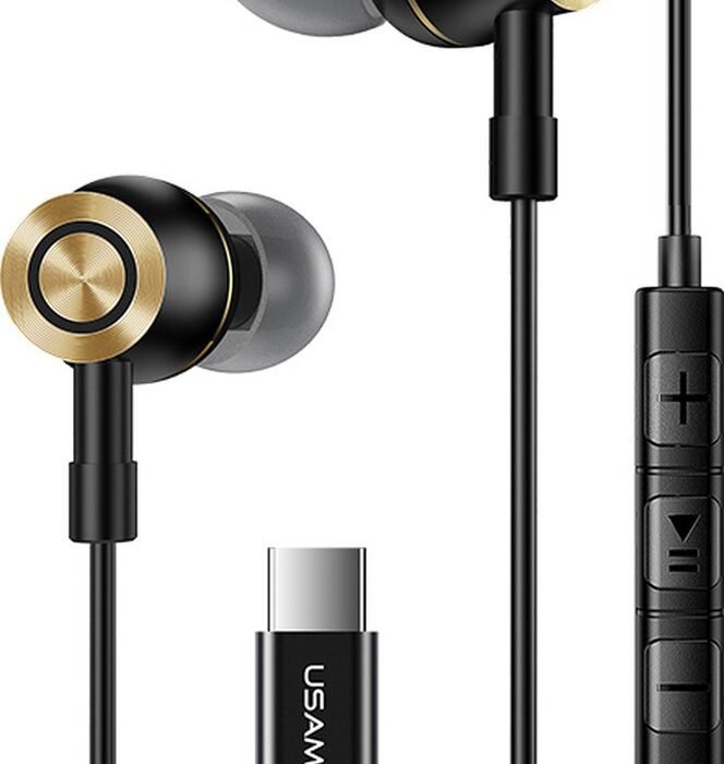 USAMS Metalen In-Ear Oordopjes met USB-C aansluiting - Zwart