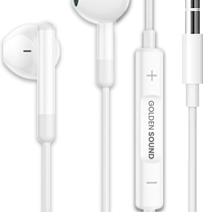 Golden Sound Bedrade Oordopjes - Oortjes met draad en microfoon - 3.5 mm jack aansluiting