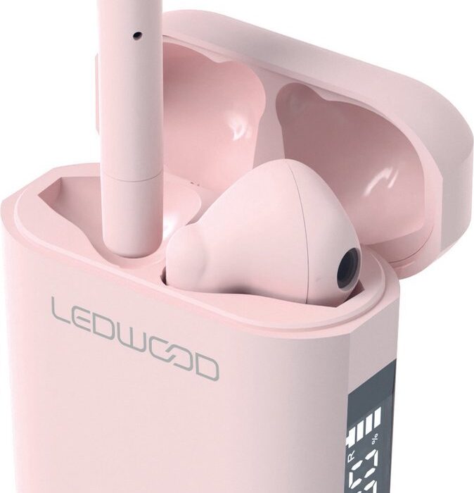 LEDWOOD LD-APOLLO-S-PIN - TWS earphones, oplaadcase, roze