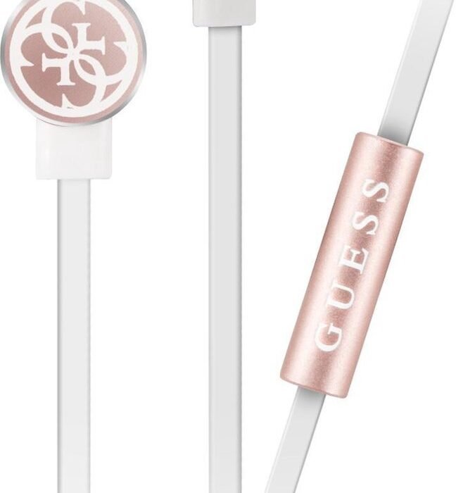Guess in-ear stereo oordopjes wit en licht roze - bedraad