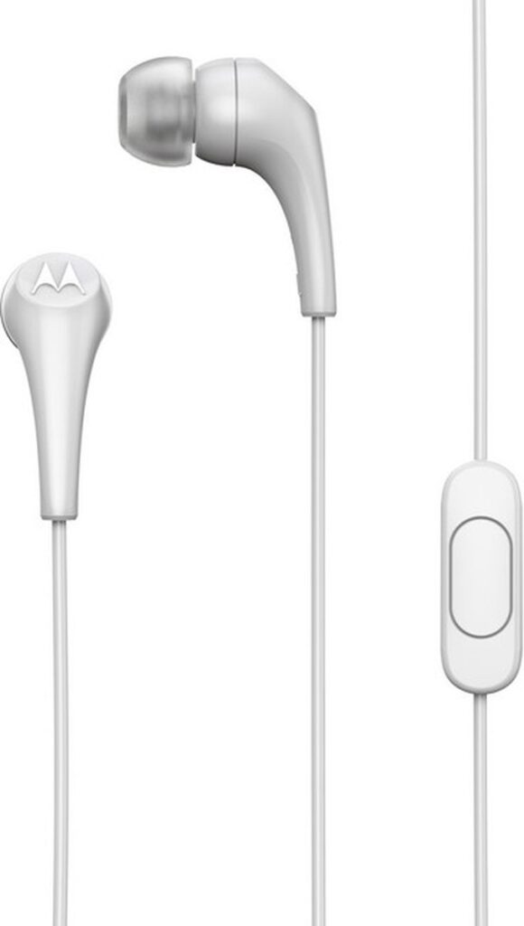 Motorola Sound In-Ear Oordopjes - 2-S - Wit - Noise Isolation - Comfortabele en Lichtgewicht Pasvorm - Oordopjes met Draad - In-Line Microfoon - Handsfree Bellen