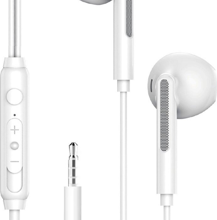 Oordopjes - Oortjes met Draad en Microfoon - Extra Bass - 3,5mm Jack Audio Aansluiting - 120CM kabel - Wit