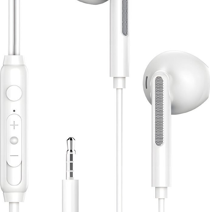 Oortjes met Draad - 3.5mm Jack Aansluiting - In-Ear Oordopjes met Draad - Oortjes met Draad en Microfoon - Wit