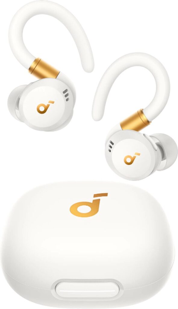 soundcore by Anker Sport X20 Draadloze Oordopjes Wit - Earbuds - Active Noise Cancelling, Multipoint Connection, 48 uur accuduur, Bluetooth 5.3, IP68 waterbestendig, verstelbare oorhaken