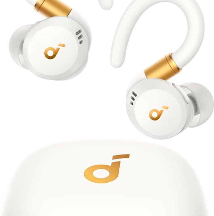 soundcore by Anker Sport X20 Draadloze Oordopjes Wit - Earbuds - Active Noise Cancelling, Multipoint Connection, 48 uur accuduur, Bluetooth 5.3, IP68 waterbestendig, verstelbare oorhaken