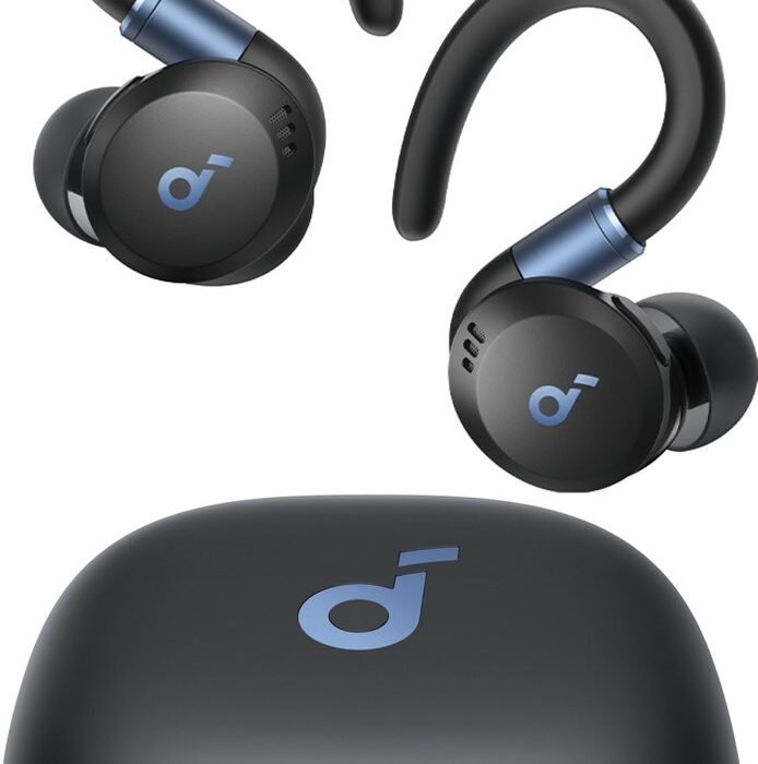 soundcore by Anker Sport X20 Draadloze Oordopjes Zwart - Earbuds - Active Noise Cancelling, Multipoint Connection, 48 uur accuduur, Bluetooth 5.3, IP68 waterbestendig, verstelbare oorhaken