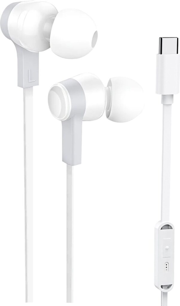 Golden Sound Bedrade oordopjes - Siliconen eartips - Oordopjes met draad en microfoon USB-C aansluiting - Wit