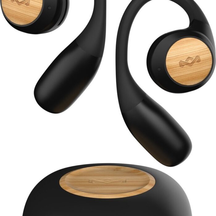 House of Marley Liberate Open Draadloze Oordopjes – Bluetooth 5.3 – Open Ear – Sport Oortjes – 20 uur Speeltijd - Zweetbestendig en Waterbestendig - USB C - Gemaakt van Duurzame Materialen - Zwart