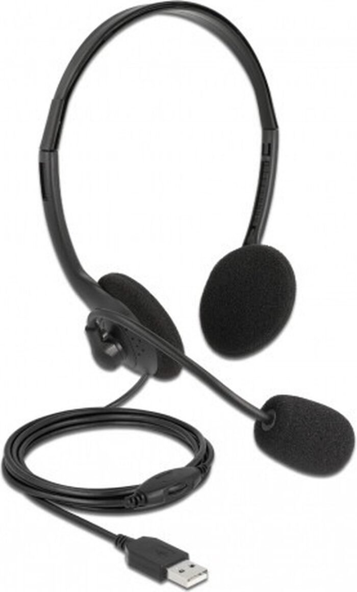 USB -stereo -headset met volumeregeling voor pc en laptop - ultra lichtgewicht