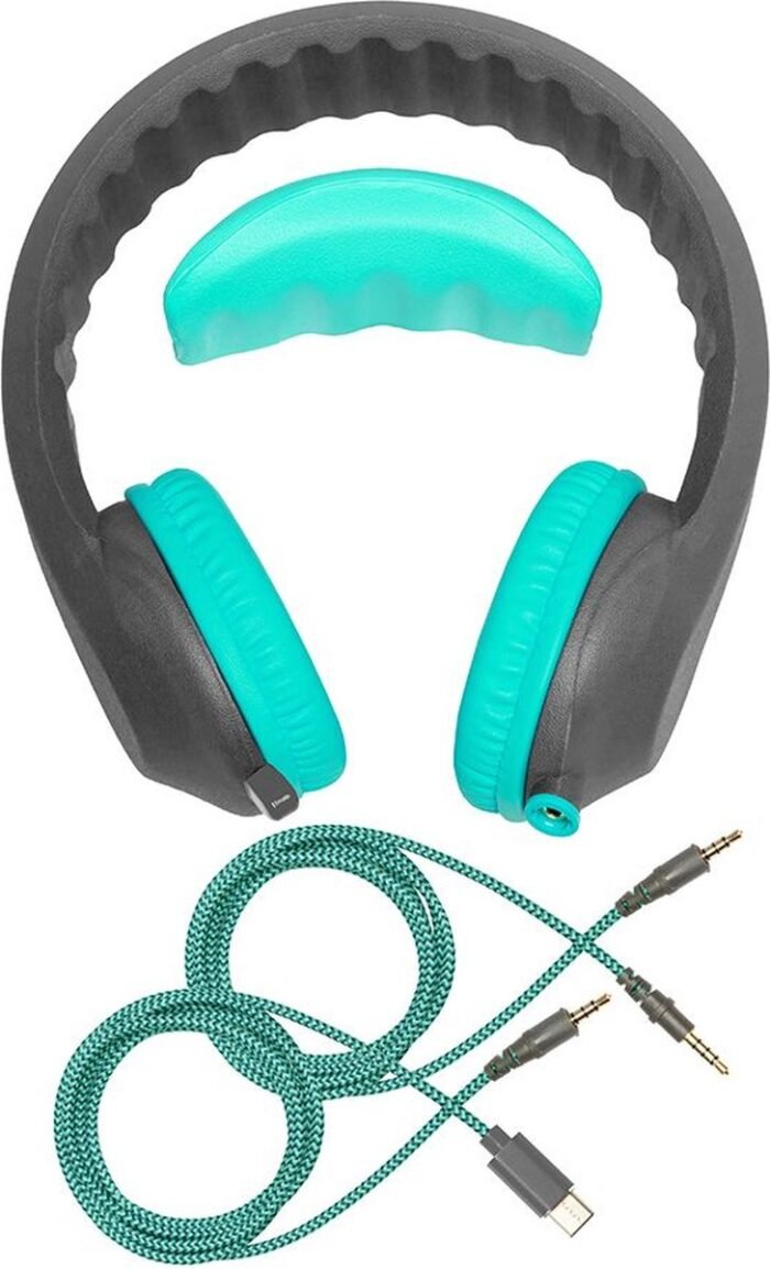 KidsCover EduFlex Aqua koptelefoon - Hoofdtelefoon met Volumebegrenzing - Bekend van school - Kinderkoptelefoon met microfoon - USB-C