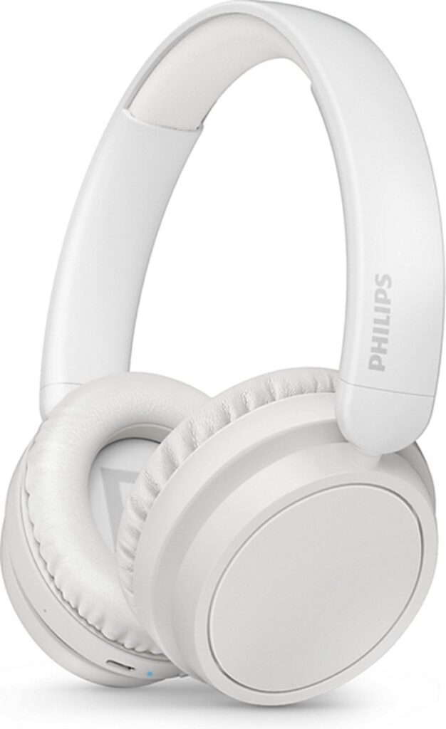 PHILIPS TAH5209WT lichtgewicht On Ear draadloze Bluetooth Headphones met Passive Noise Isolation - 65 uur afspeeltijd, natuurlijk geluid, heldere gesprekken, dynamische bass, 2 uur USB-laden - Wit