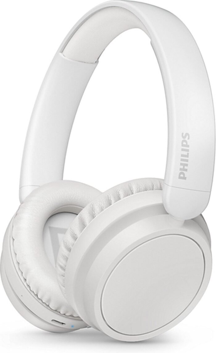 PHILIPS TAH5209WT lichtgewicht On Ear draadloze Bluetooth Headphones met Passive Noise Isolation - 65 uur afspeeltijd, natuurlijk geluid, heldere gesprekken, dynamische bass, 2 uur USB-laden - Wit
