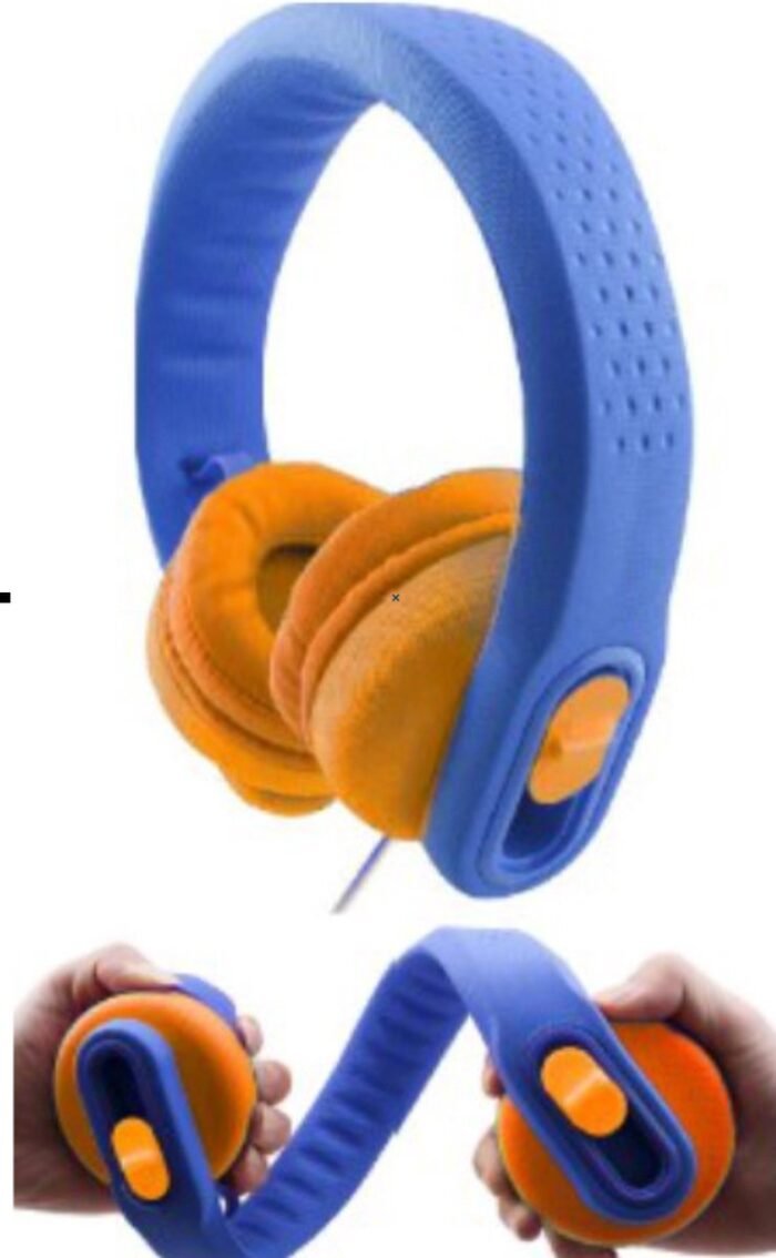 DKT Eduline Flexifoon blauw/oranje flexibele hufterproof koptelefoon hoofdtelefoon kinderen voor gebruik in de school klas