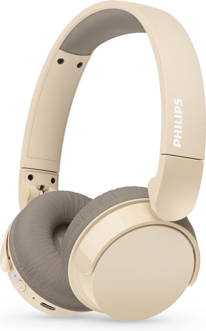 PHILIPS TAH3209BG Lightweight On Ear draadloze Bluetooth Headphones met Passive Noise Isolation - 25 uur afspeeltijd, natuurlijk geluid, heldere gesprekken, dynamische bass, 2 uur USB-laden - Beige
