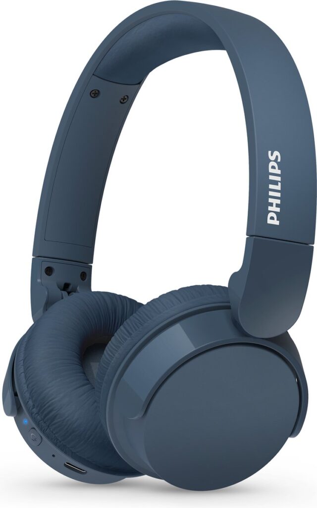 PHILIPS TAH4209 Lichtgewicht On Ear draadloze Bluetooth Headphones met Passive Noise Isolation - multipoint connectie - 55 uur afspeeltijd, natuurlijk geluid, heldere gesprekken, dynamische bass, 2 uur USB-laden - Denim Blauw