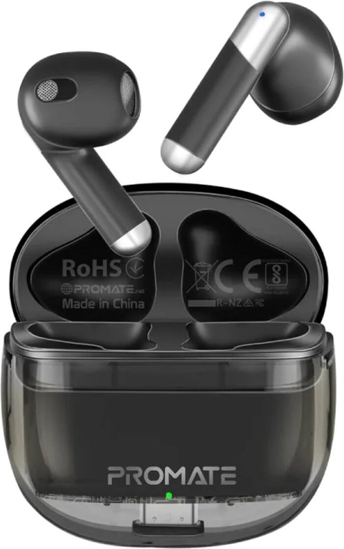 ProMate® TransPods - High Definition Transparent TWS Earbuds with IntelliTouch - Bluetooth v5.3 - 26 Uur Speeltijd - Ergonomisch Ontwerp - Ingebouwde Microfoon - Stijlvolle Transparante Oplaadcase
