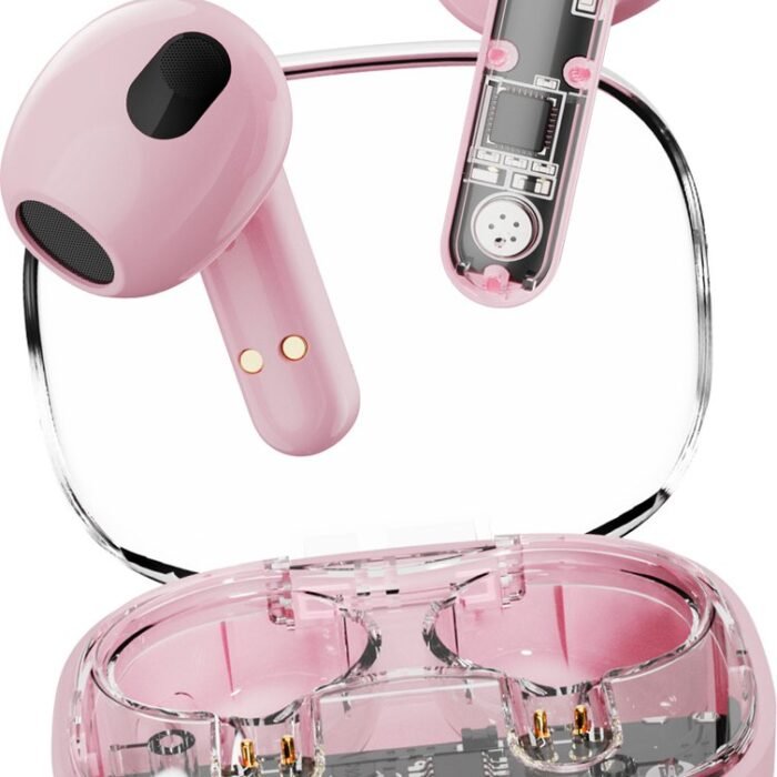 Streetz T150 TWS In-Ear Koptelefoon - True Wireless Earbuds - USB-C Oplaadcase - Transparant/Roze