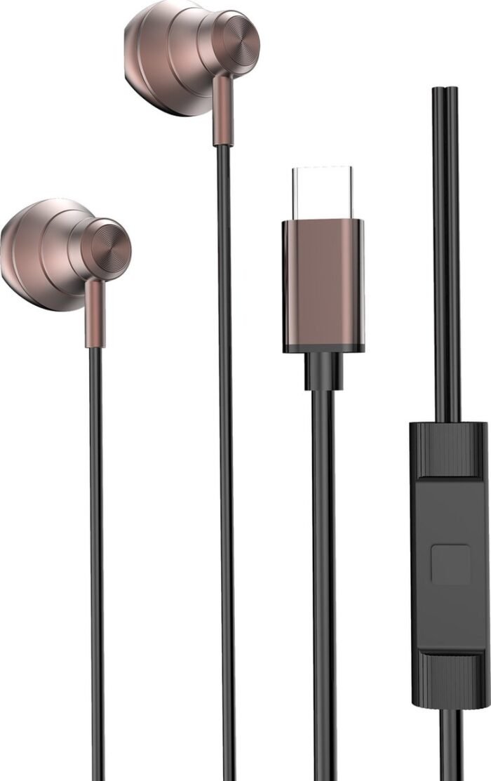 Oortjes met Draad USB C Zwart 711 Geschikt voor iPhone 16 / 16 Pro / 16 Pro Max / 15 / 15 Pro / 15 Plus / 15 Pro Max - oordopjes met Draad - USB-C Aansluiting - In-Ear Oordopjes met Draad - Bedrade Oortjes