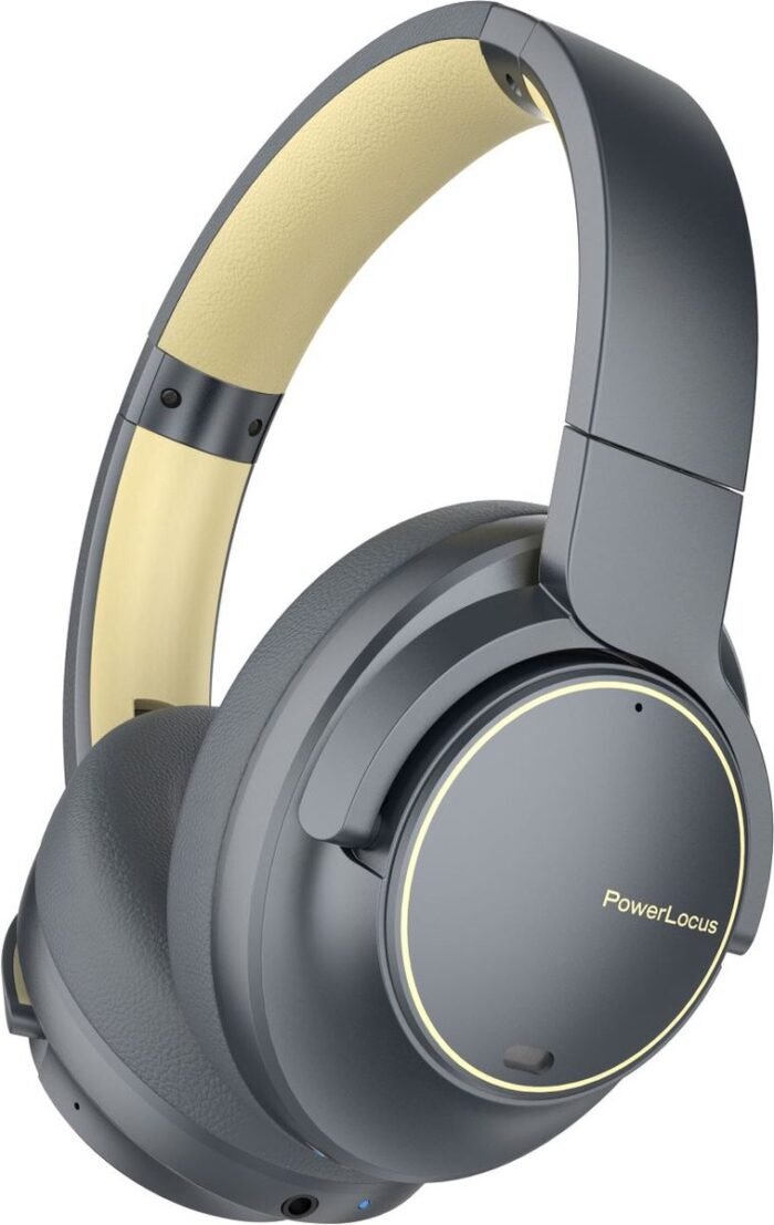 PowerLocus MoonFly Koptelefoon Over-Ear met Passief Noise Cancelling, Draadloze Hoofdtelefoon, Voice Assistant Activation - Asphalt Grey