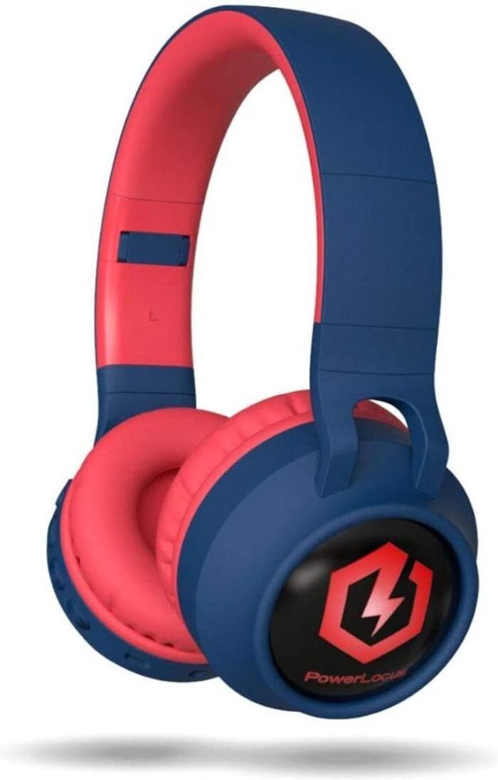 PowerLocus Buddy Draadloze On-Ear Koptelefoon voor Kinderen, LED lampjes, 85db Limiet, met Microfoon, Micro SD poort - Blauw/Rood