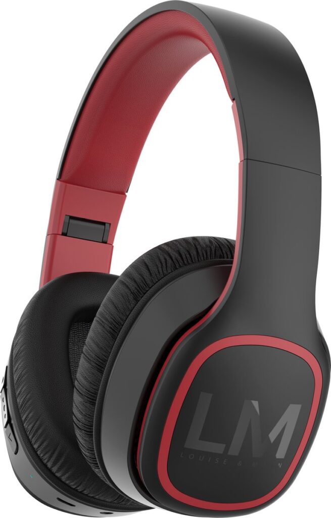 Louise&Mann Symphony Draadloze Over-Ear Koptelefoon - Bluetooth - met Microfoon - incl. Carry Case - Zwart/Rood