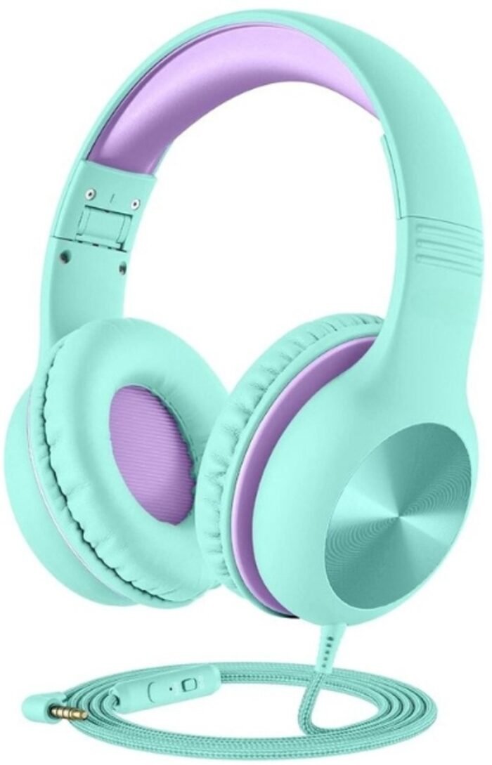 StayPowered Kinderheadset - De Ultieme Veilige en Comfortabele Hoofdtelefoon voor Kinderen - Hoge Audio Kwualiteit - Ingebouwde Volumeregelaar - Verstelbare en Opvouwbaar Ontwerp - Compact Ontwerp - Zeegroen/Blauw - Levering Sneller dan Aangegeven