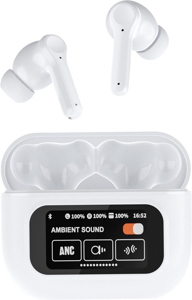 Xssive TWS16 Draadloze Oordopjes met Touch Display - Bluetooth 5.4 - Noise Cancelling - Geschikt voor Apple iPhone Oortjes Draadloos - Wit