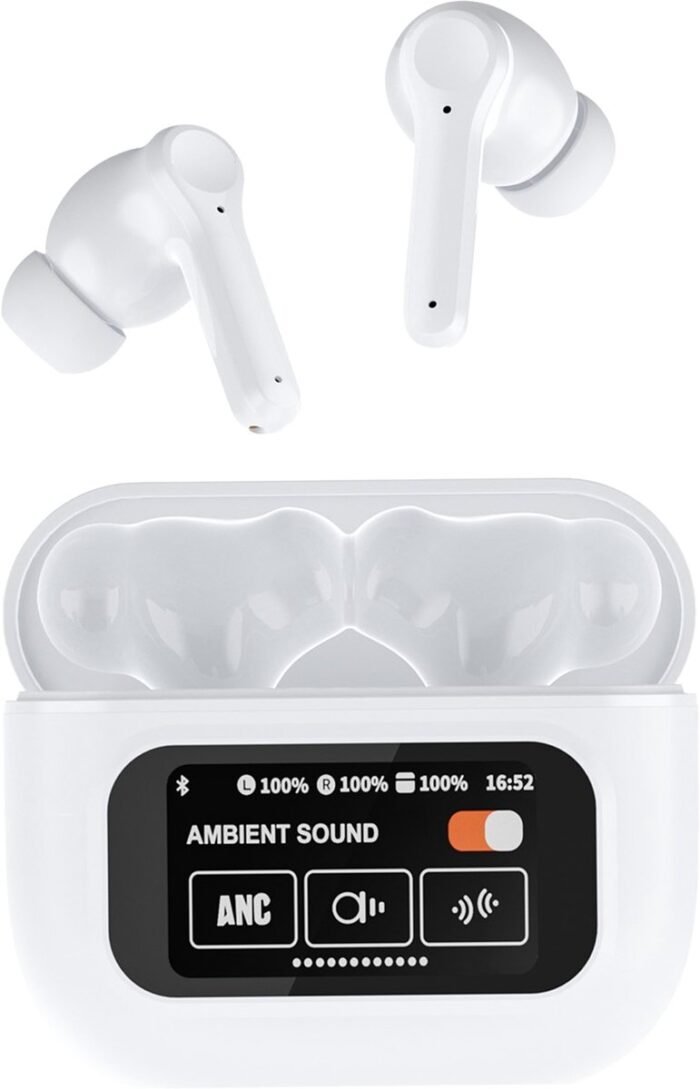 Xssive TWS16 Draadloze Oordopjes met Touch Display - Bluetooth 5.4 - Noise Cancelling - Geschikt voor Apple iPhone Oortjes Draadloos - Wit