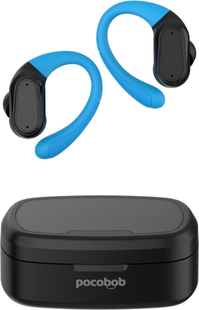 pocobob SP - draadloze sport oordopjes - Zwart - hardloop oortjes met oorboog achter oor -bluetooth oordopjes hardlopen