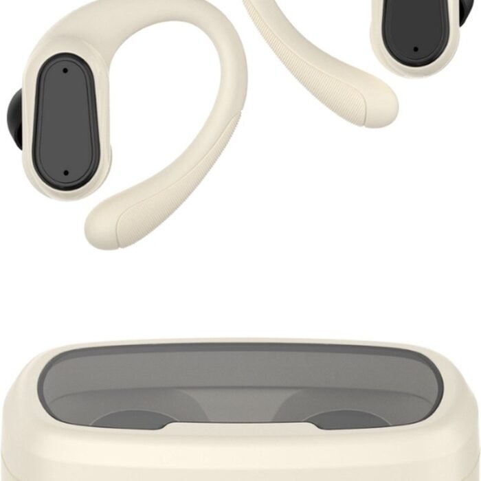 pocobob SP - draadloze sport oordopjes - Beige - hardloop oortjes met oorboog achter oor - bluetooth oordopjes hardlopen