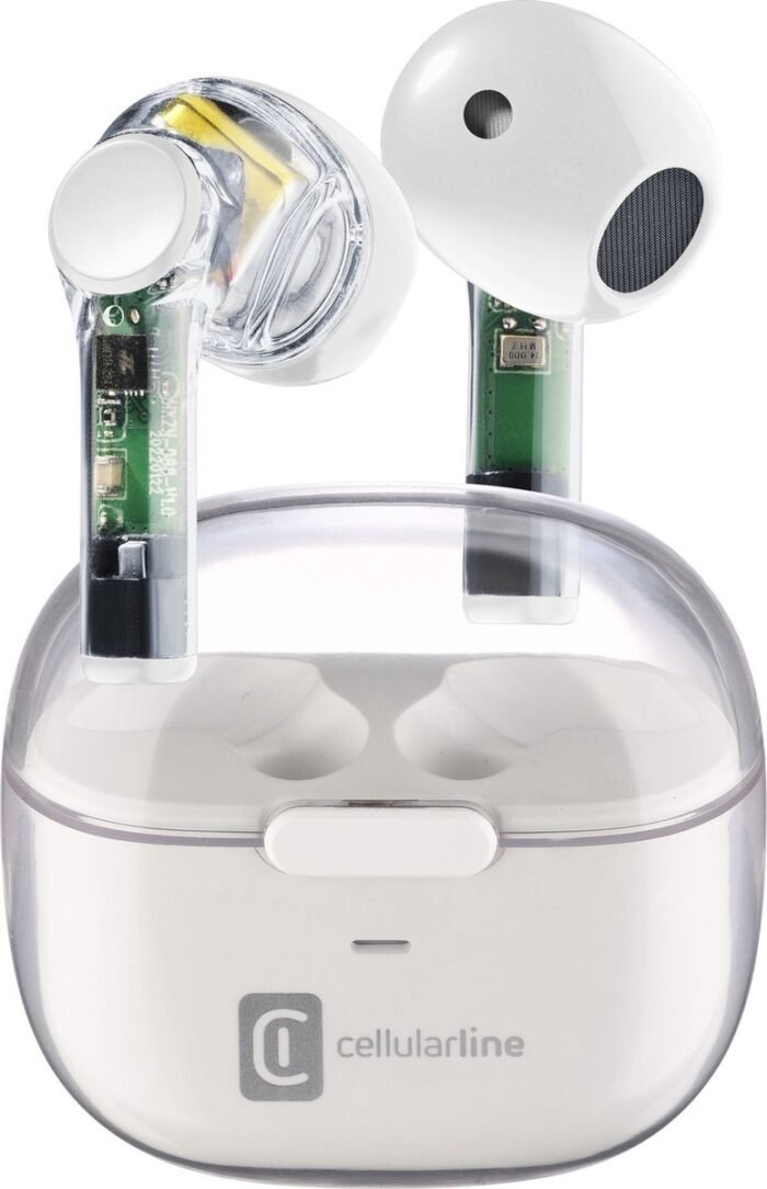 Cellularline FINE Headset True Wireless Stereo (TWS) In-ear Oproepen/muziek Bluetooth Transparant, Wit