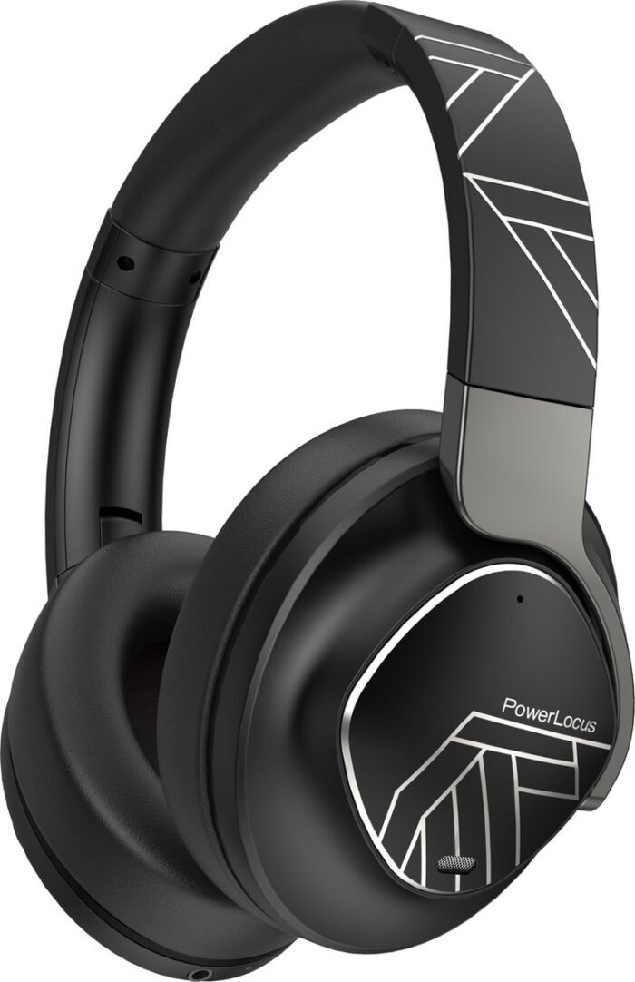 PowerLocus MoonFly Koptelefoon Over-Ear met Passief Noise Cancelling, Draadloze Hoofdtelefoon, Voice Assistant Activation - Zwart/Grijs