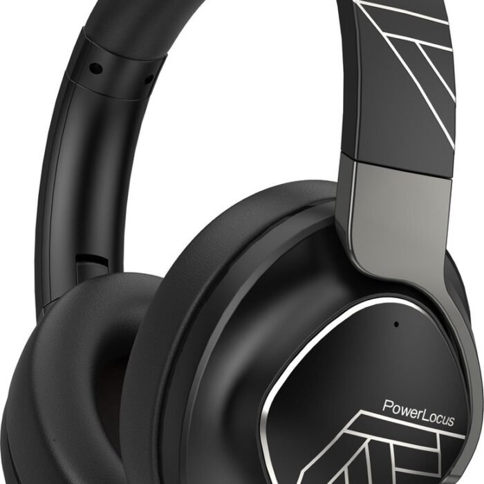 PowerLocus MoonFly Koptelefoon Over-Ear met Passief Noise Cancelling, Draadloze Hoofdtelefoon, Voice Assistant Activation - Zwart/Grijs