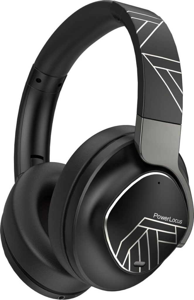 PowerLocus MoonFly Koptelefoon Over-Ear met Active Noise Cancelling, Draadloze Hoofdtelefoon, Voice Assistant Activation - Zwart/Grijs