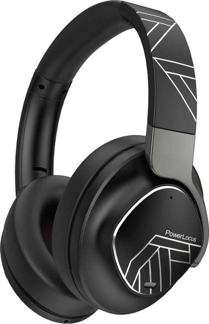 PowerLocus MoonFly Koptelefoon Over-Ear met Active Noise Cancelling, Draadloze Hoofdtelefoon, Voice Assistant Activation - Zwart/Grijs