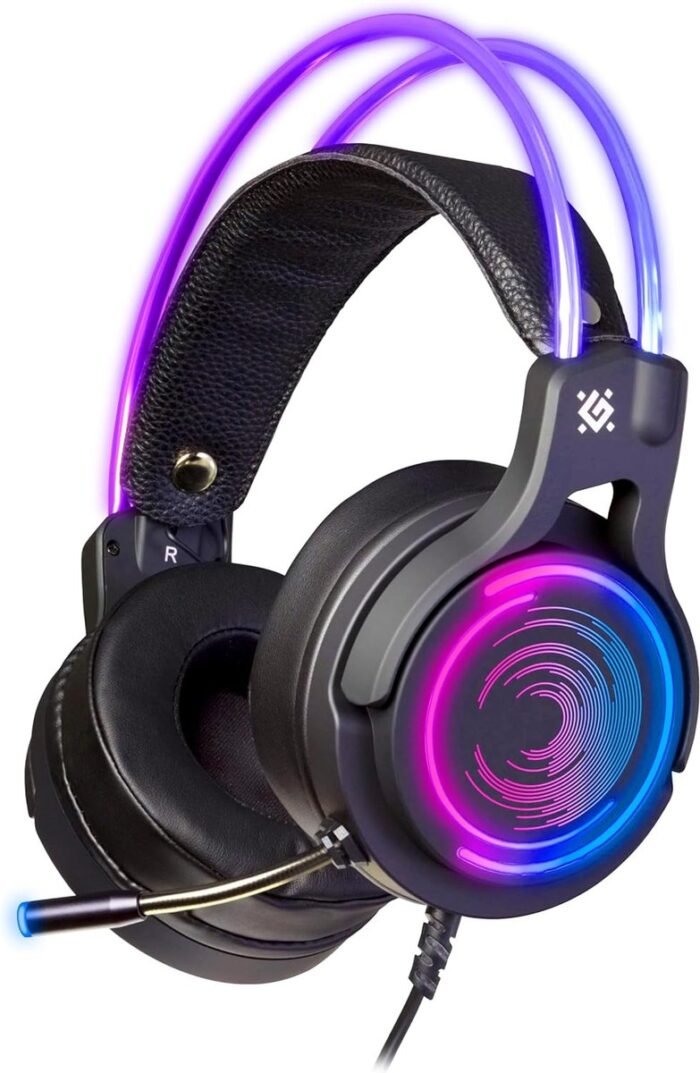 StayPowered Gaming Headset - Meeslepende 7.1 Surround Sound - Noise-Cancelling Microfoon - LED-Verlichting - Comfortabel Verstelbaar Design - Geschikt voor PC, PS4 & Laptop - Ideaal voor Lange Gaming Sessies - Zwart - Levering Sneller dan Aangegeven!