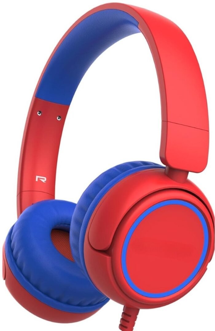 StayPowered Koptelefoon - Veilig & Comfortabel voor Kinderen - 85dB Geluidslimiet - Zacht Memory-Schuim - Ergonomisch Ontwerp - Opvouwbaar & Duurzaam - Verstrengelvrij Kabel - Universele Compatibiliteit - Rood - Levering Sneller dan Aangegeven!