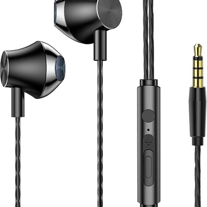 Earpods - Bedrade oortjes - In Ear Oordopjes - Oortjes met Draad en Microfoon - Extra Bass - 3,5mm Jack Aansluiting - 120cm kabel - Zwart
