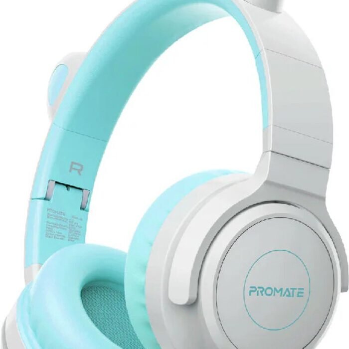 ProMate® Premium Kinder Draadloze Bluetooth Hoofdtelefoon voor Kinderen, Universeel, Kawaii Stijl Bedrade/Draadloze Opvouwbare Koptelefoon met LED Kattenoren, 93dB Veilige Volumelimiet, Microfoon, AUX, TF Kaartsleuf en 40 Uur Speeltijd, Panda Aqua