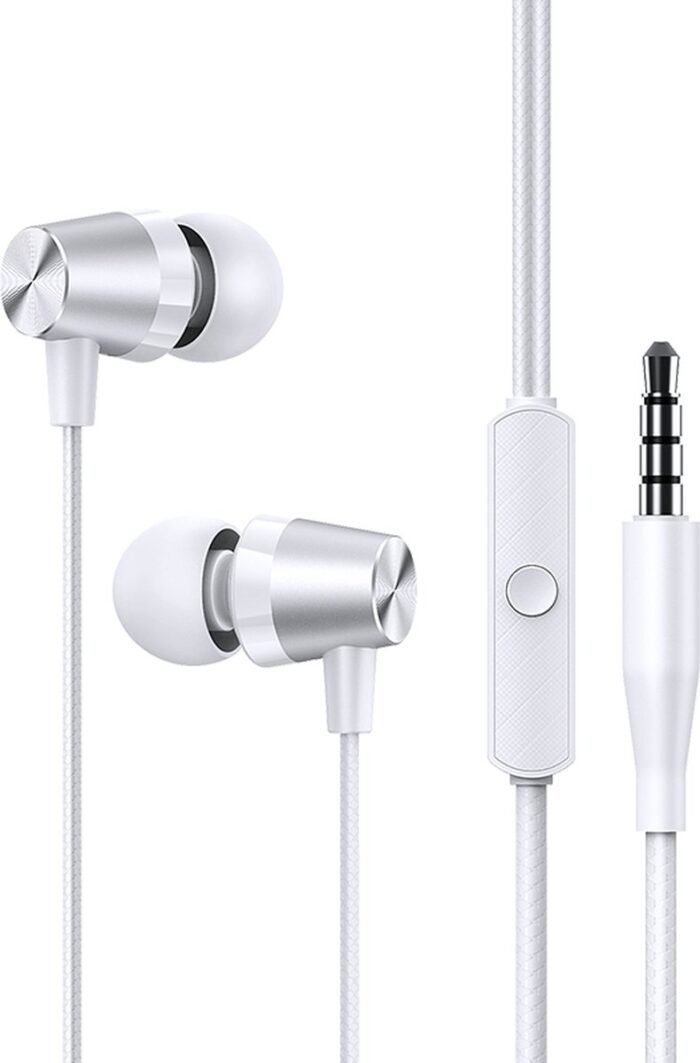 USAMS Bedrade In-Ear Oordopjes 1.2m met 3.5mm AUX aansluiting - Wit