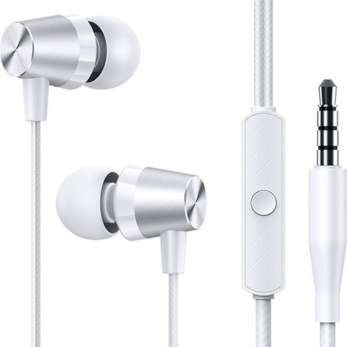 USAMS Bedrade In-Ear Oordopjes 1.2m met 3.5mm AUX aansluiting - Wit
