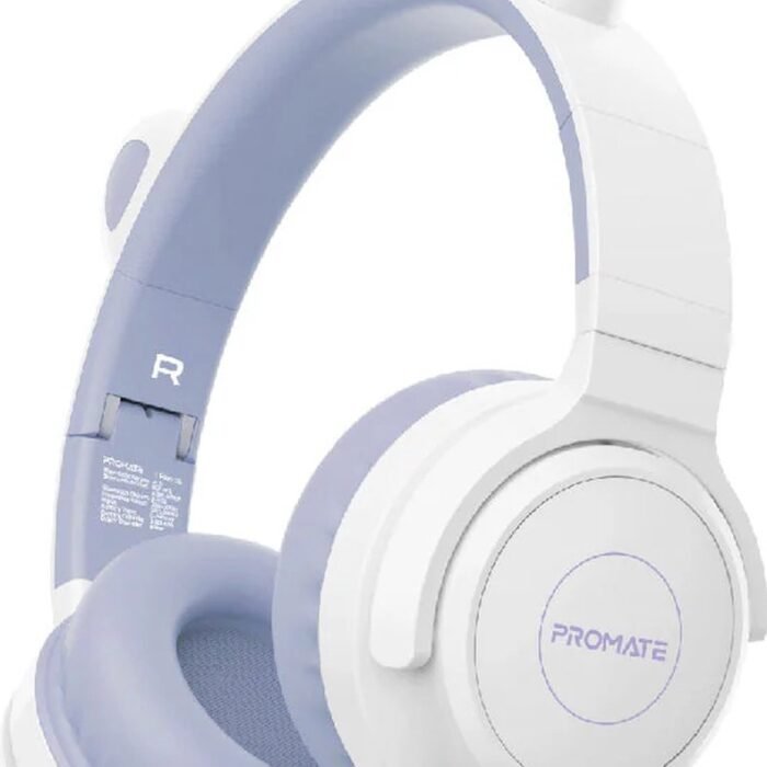 ProMate® Draadloze Bluetooth Hoofdtelefoon voor Kinderen, Kawaii Stijl Bedrade/Draadloze Opvouwbare Hoofdtelefoon met LED Kattenoren, 93dB Veilige Volumelimiet, Microfoon, AUX, TF Kaartsleuf en 40 Uur Speeltijd, Panda Lilac