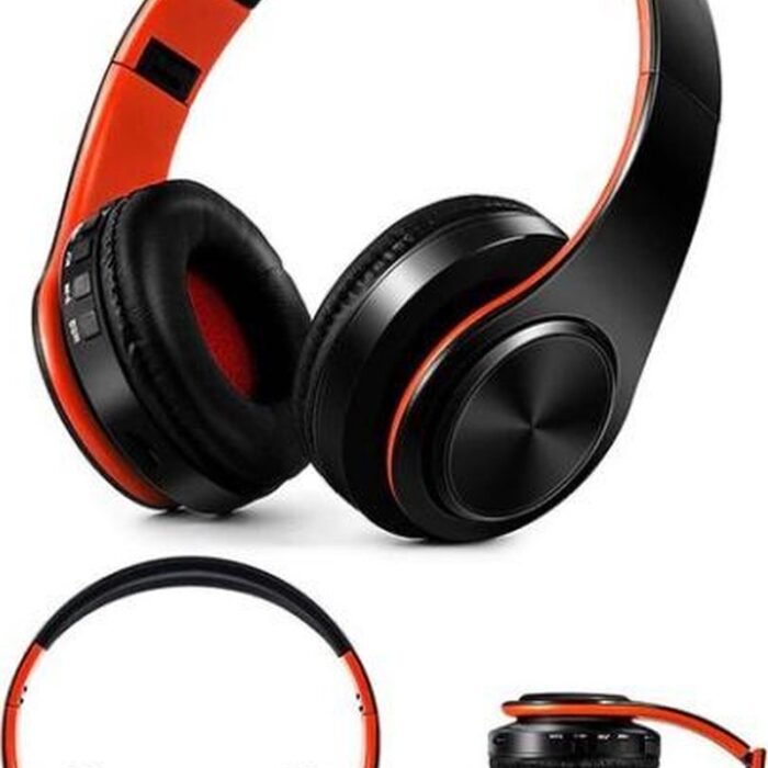 DrPhone Draadloze Bluetooth 5.0 Koptelefoon met 4 functies - SD kaart - FM - AUX - Handsfree Met Microfoon & Diepe Bass - Zwart/Rood