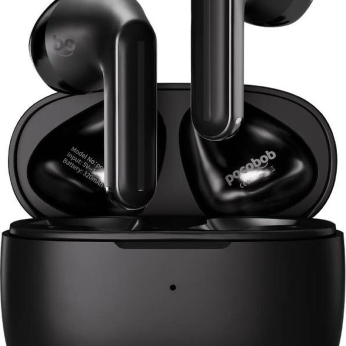 pocobob® GO - draadloze oordopjes - zwarte oordopjes - semi in-ear - met ENC microfoon - half in-ear bluetooth oortjes - semi in-ear