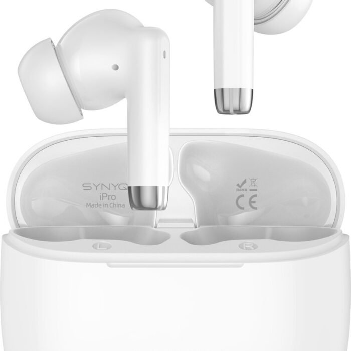 Synyq iPro - Draadloze Oordopjes – Bluetooth Oordopjes – Oortjes draadloos – Oordopjes draadloos - Draadloze oortjes bluetooth - Wit - vaderdag cadeau