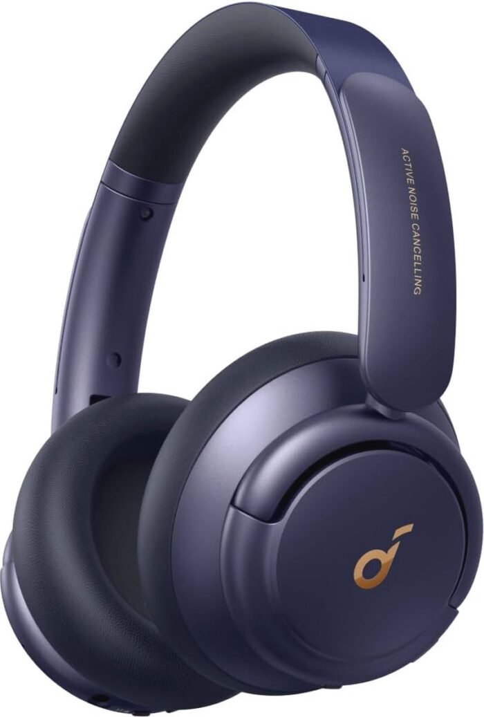 Bluetooth-hoofdtelefoon met actieve ruisonderdrukking, 40 uur batterij leven, Hi-Res geluid, en EQ-in-app (blauw)