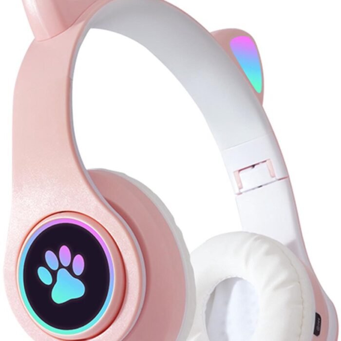 KINSI Bluetooth Gaming Headset - Stylish Kat Oor Design met LED - Verlichting! Perfect voor Meisjes, Compatibel met Alle Apparaten (Tablet / Computer / Telefoon)